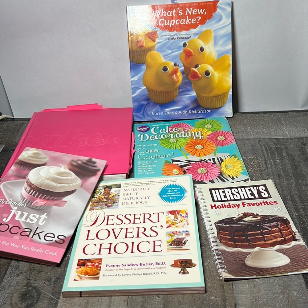 Six Cupcake and Cake and Cake Decorating Cookbooks